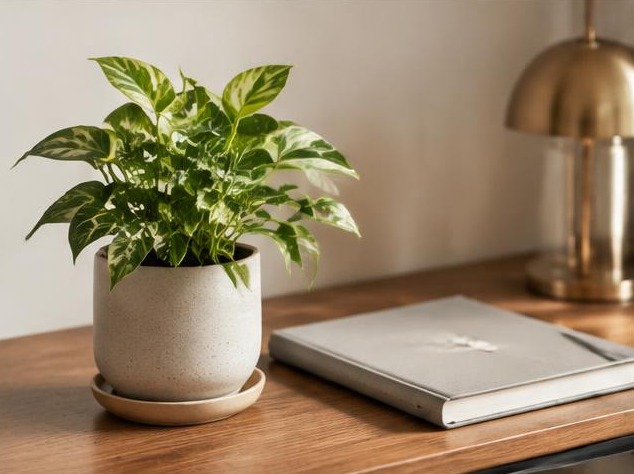 Curated desk greenery