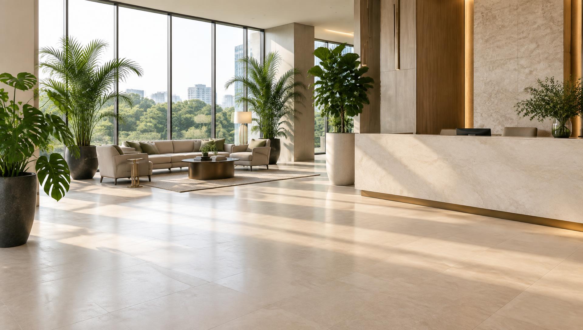 Luxury office interior with curated indoor plants in Hyderabad